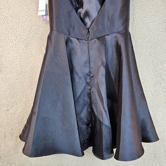 Alyce Paris Navy Shine Fit & Flare Mini Dress Sz 6 Cocktail Evening Home coming - Picture 9 of 14